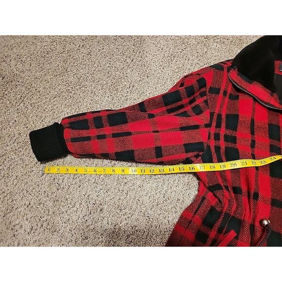 Vtg 80s/90s Ms New Yorker Buffalo Plaid Jacket Faux Fur Collar Shoulder Pad RARE - Picture 14 of 16